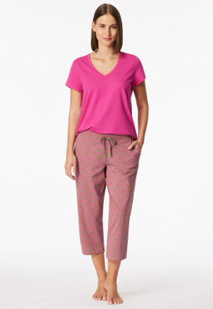 3/4-length trousers patterned fuchsia - Mix+Relax