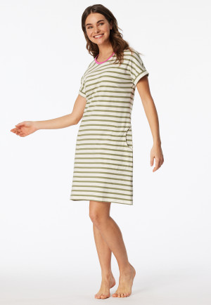 Sleep shirt short sleeve stripes lime - Casual Essentials