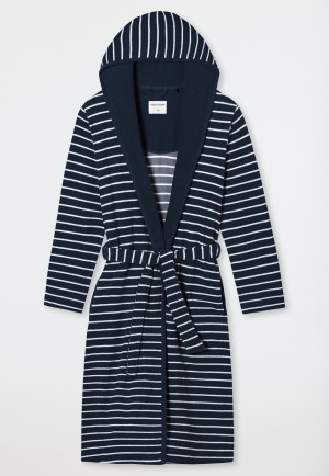 Light terry cloth bathrobe navy striped - Feather Terry
