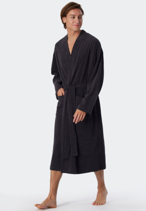 Light terry cloth bathrobe anthracite - Feather Terry