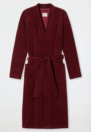 Light terry cloth bathrobe burgundy - Feather Terry