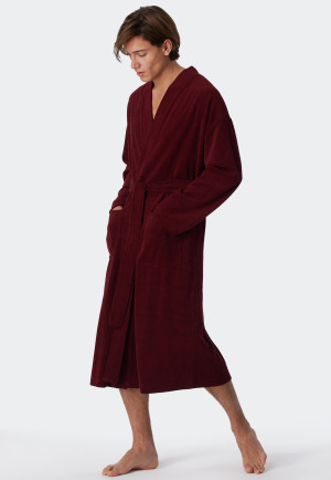 Light terry cloth bathrobe burgundy - Feather Terry