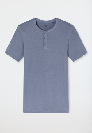 Henley shirt short sleeve button placket blue-grey - Rib Essentials