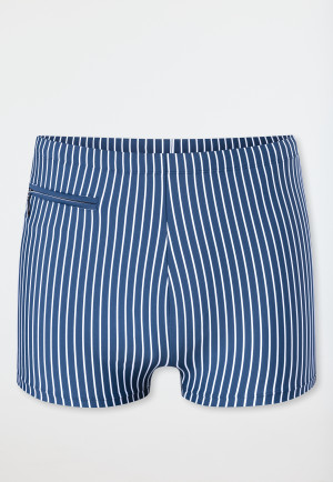 Swimming trunks with leg zipper pocket blue striped - Aqua