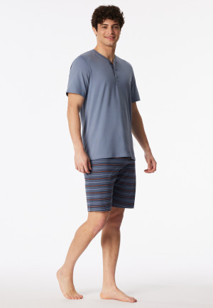 Short pyjamas with button placket blue-grey - Casual Nightwear