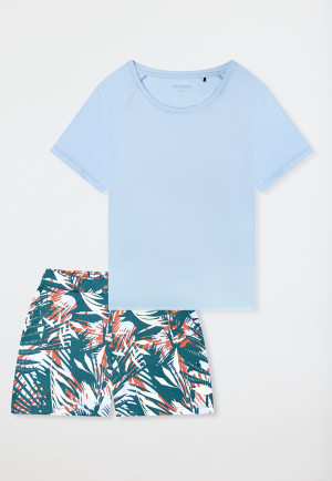 Short pyjamas palm trees light blue - Modern Nightwear