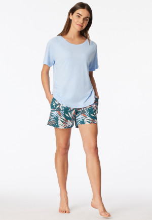 Short pyjamas palm trees light blue - Modern Nightwear