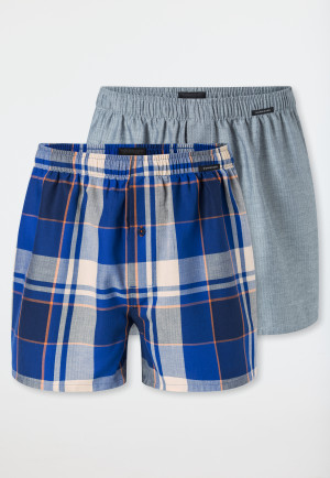 Boxer shorts 2-pack woven fabric blue patterned - Boxer shorts Multipack