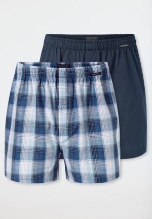 Boxer shorts 2-pack woven fabric blue patterned - Boxer shorts Multipack