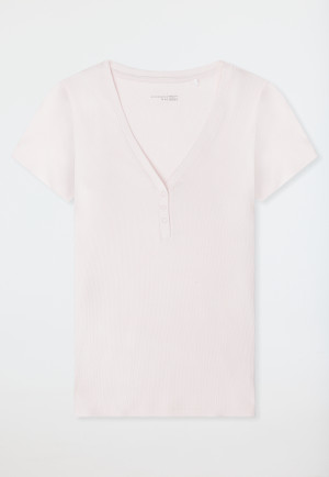 Shirt short sleeve double rib press studs rosé - Mix+Relax