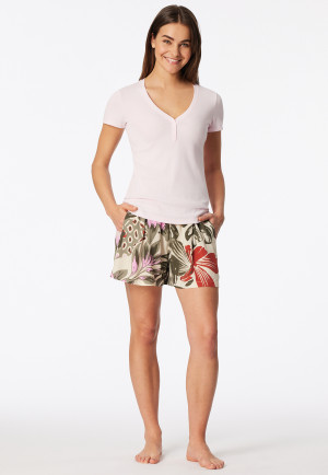 Shirt short sleeve double rib press studs rosé - Mix+Relax