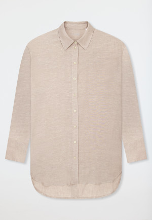 Shirt long-sleeve woven fabric linen pearl - Mix+Relax