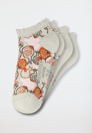 Women's socks sneakers 2-pack fruit artworks light gray - Fashion