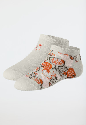 Women's socks sneakers 2-pack fruit artworks light gray - Fashion