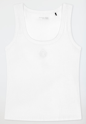 Strap top double rib white - Mix+Relax