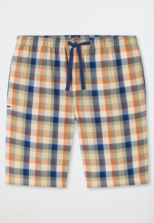 Bermuda shorts short woven fabric beige chequered - Mix+Relax