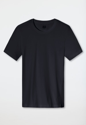 shirt short sleeve jersey stretchy crew neck blue-black - Long Life Soft